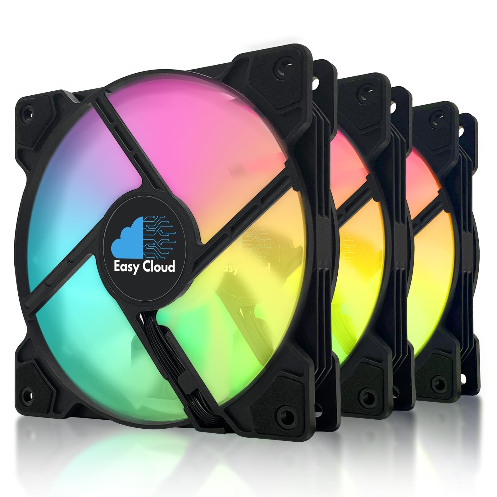 120mm ARGB Fans 4PIN PWM Computer Case Cooler Up to 1600 120×120×25mm, Black