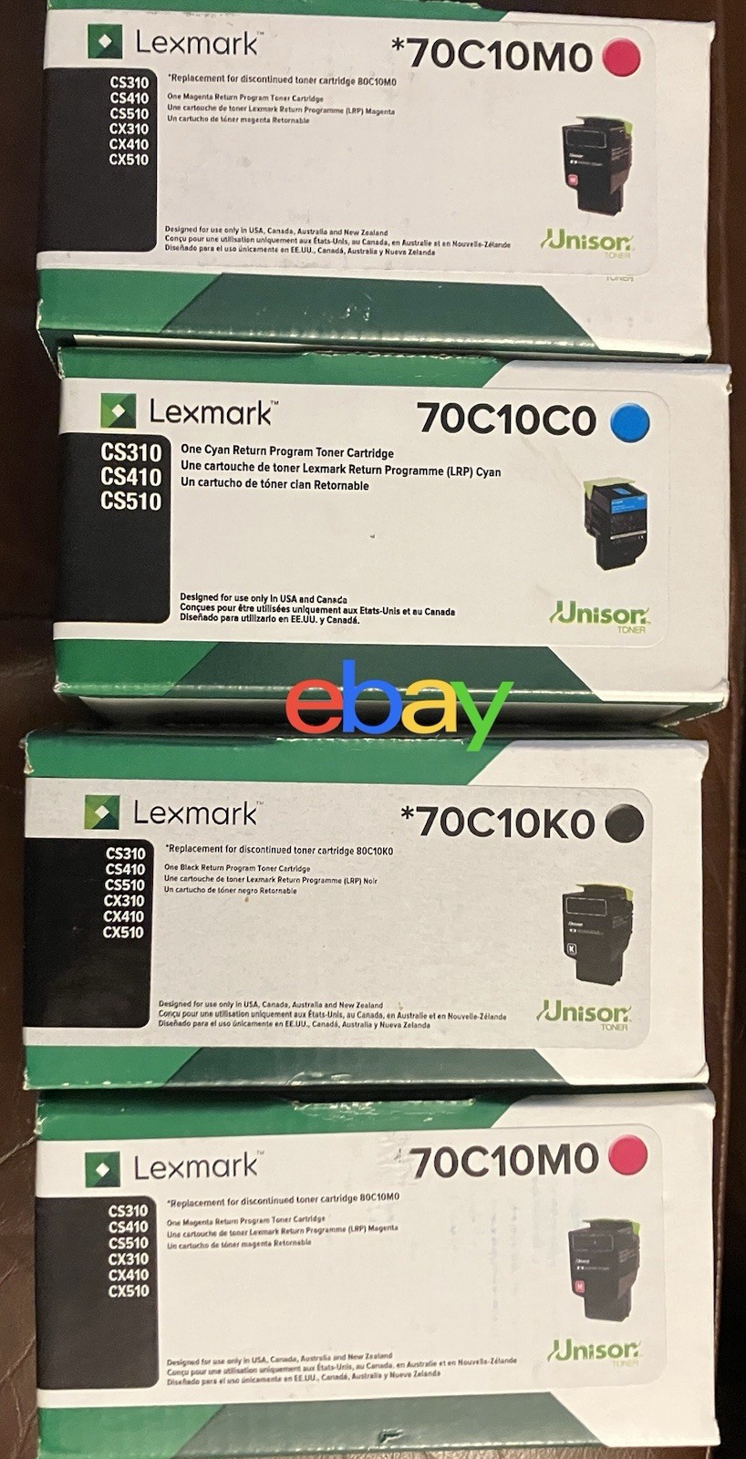 Lexmark 70C10MO/*7OC10KO/70C10CO-  CMK Combo Pack - 4 Units - CS310-Sealed- New*