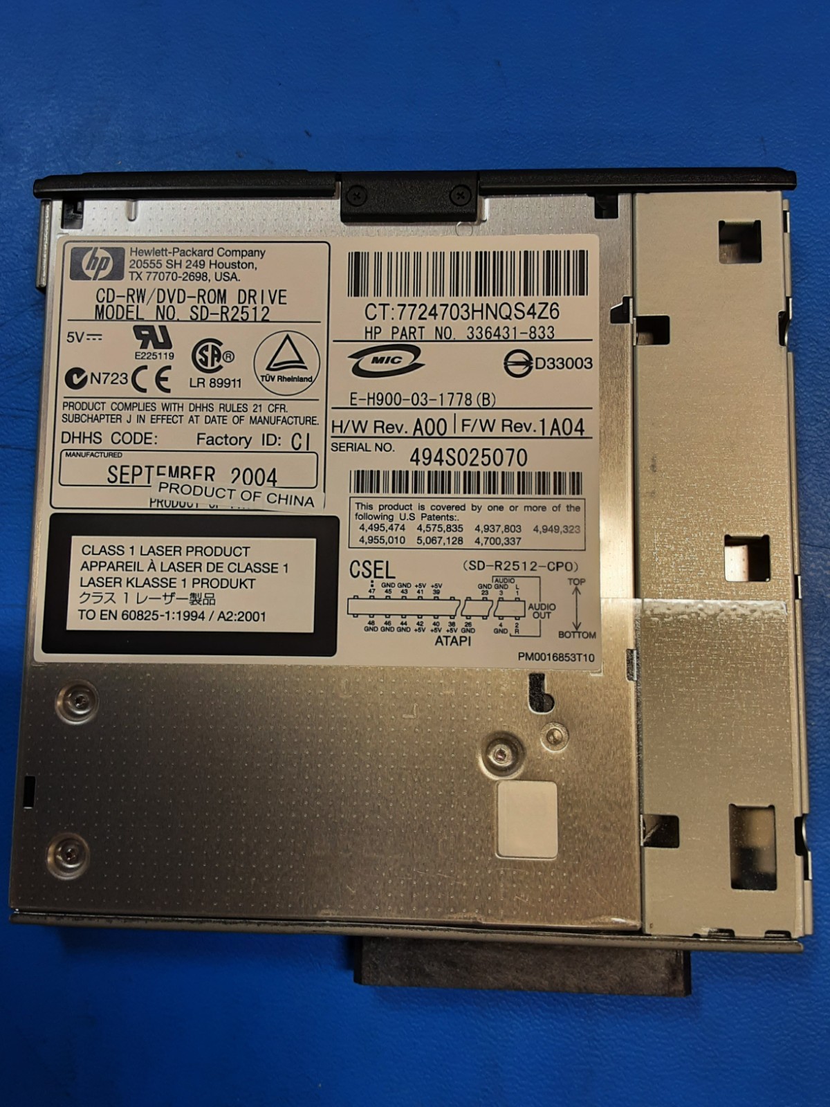 Toshiba 336431-833 HP SD-R2512 8X  24X  10X 24X IDE Slim Combo Drive  274420-001