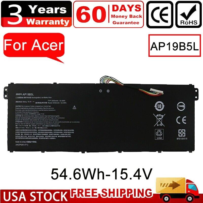 AP19B5L Battery for ACER Aspire 5 A515 Swift 3 SF314 Vero AV15-51 Series 54.6Wh