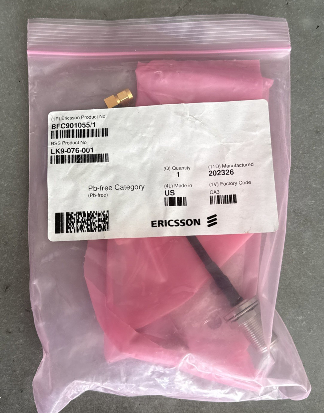 NEW Ericsson BFC901055/1, RBS 6601 GPS Kit, Mounting Bracket & Coaxial Cable