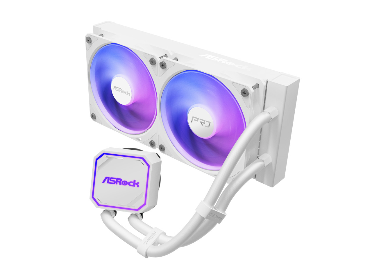 ASRock AIO 240 Pro ARGB White 27mm radiator, ARGB waterblock, ARGB Hub-lighting