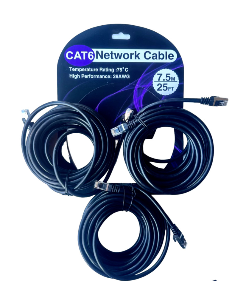 CAT6 Network Cable 25ft. 7.5m 26 Gauge Performance Ethernet Cable *LOT OF 3*