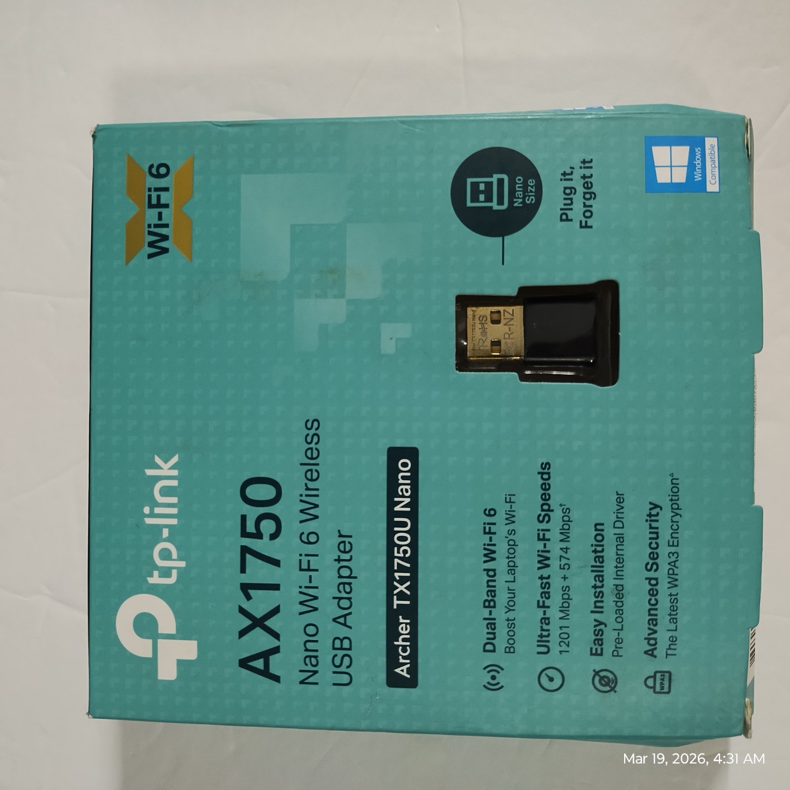TP-Link TX1750U AX1750 Nano Wi-Fi 6 Dual-Band Wireless USB Adapter