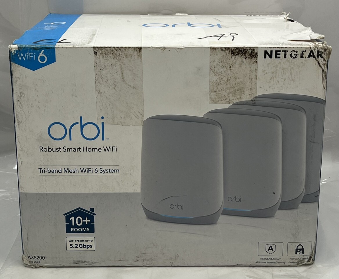 NETGEAR ORBI AX5200 RBK745P-100NAS TRI-BAND WIFI 6 MESH SYSTEM 4 PACK