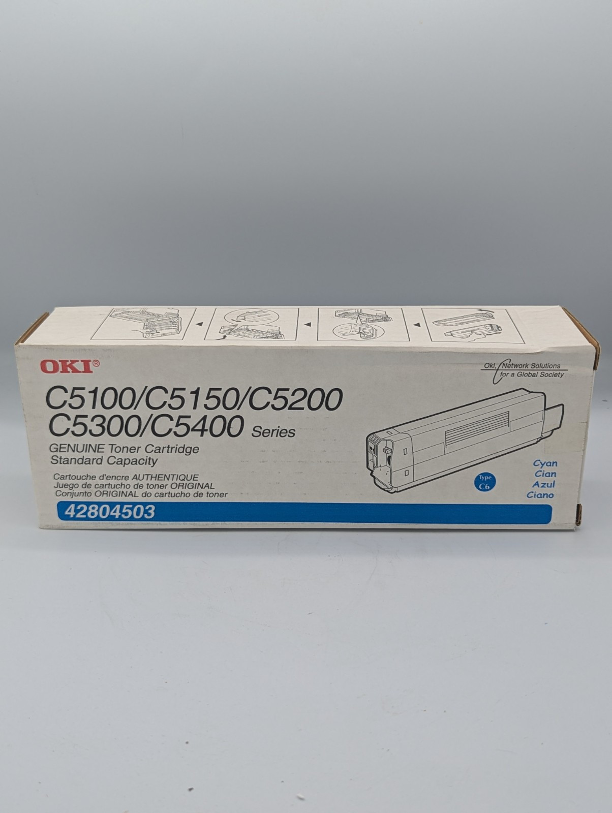 OKI Cyan Type C6 Genuine Toner Cartridge 42804503 C5100 C5150 C5200 C5300 C5400