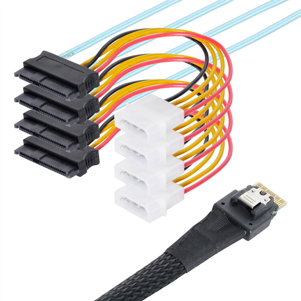 Cablecy Raid Cable 4 SAS 29pin SFF-8654 Slimline SAS 4.0 SFF-8654 4i 38pin Host