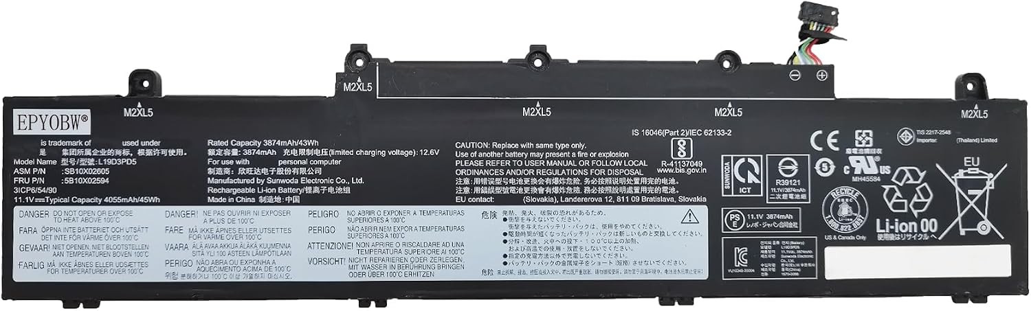 L19D3PD5 Laptop Battery 45Wh Series L19C3PD5 L19M3PD5 L19L3PD5 Compatible