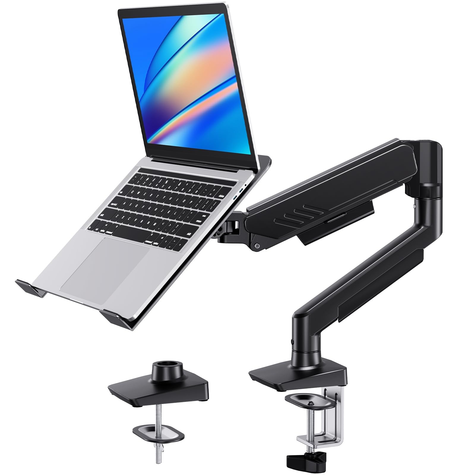 HUANUO 2 in 1 Function Laptop Mount with Tray, Fits 13-34″ Monitors & Up to 1...