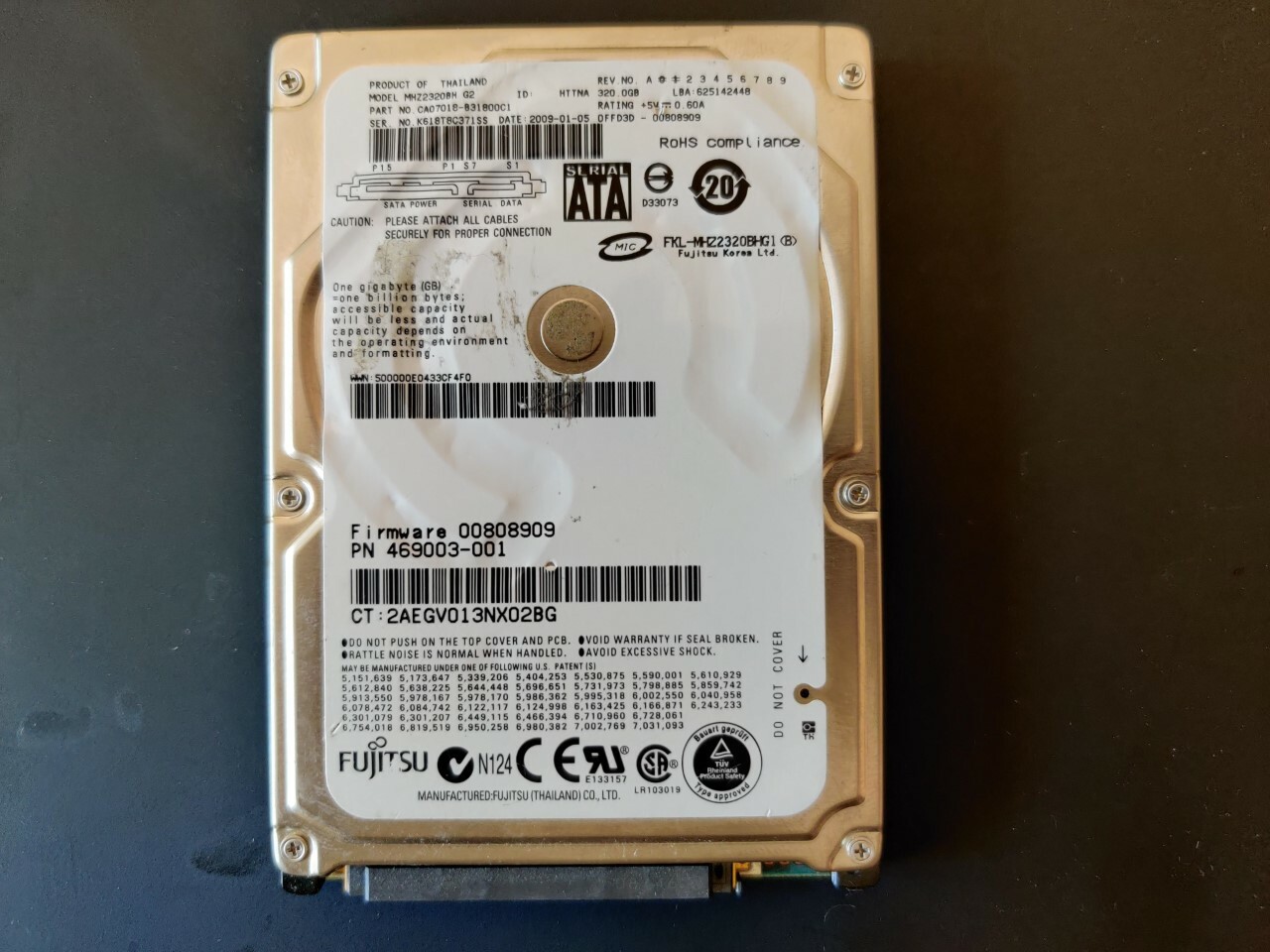 Fujitsu 320GB SATA 2.5 Hard Drive MHZ2320BH-G2 PN:CA07018-B31800C1