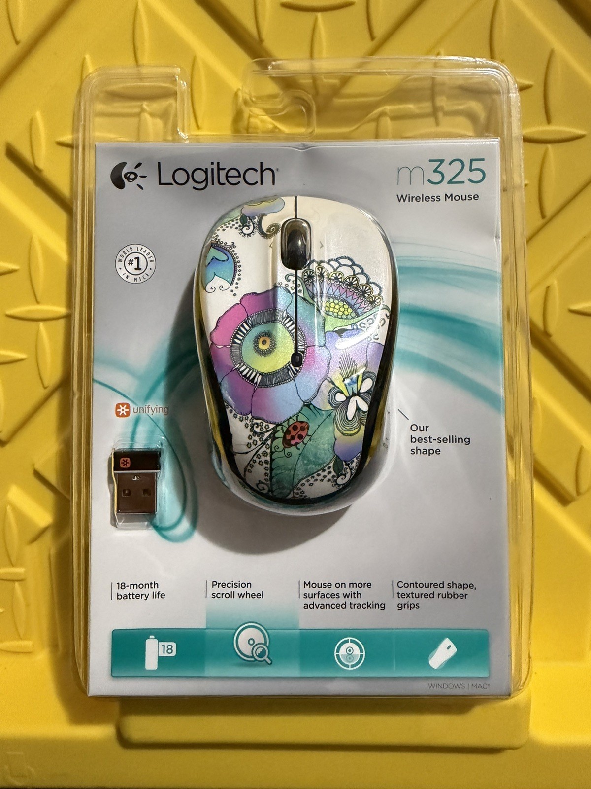 Logitech M325 Wireless Mouse w/ USB Receiver BRAND NEW SEALED Lady on the Lily