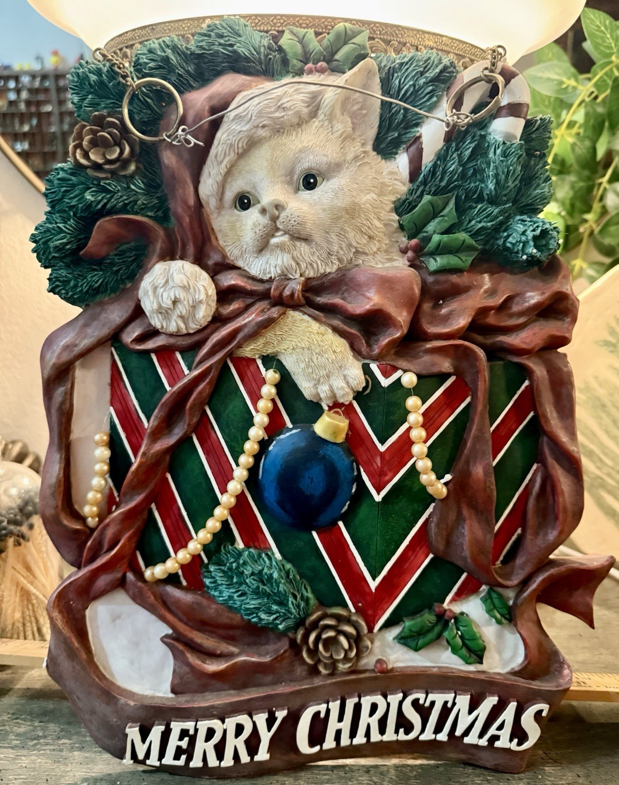 Rare NCE Design Post Kitten Merry Christmas Garden Sign NOS 2002 w/ Box VTG