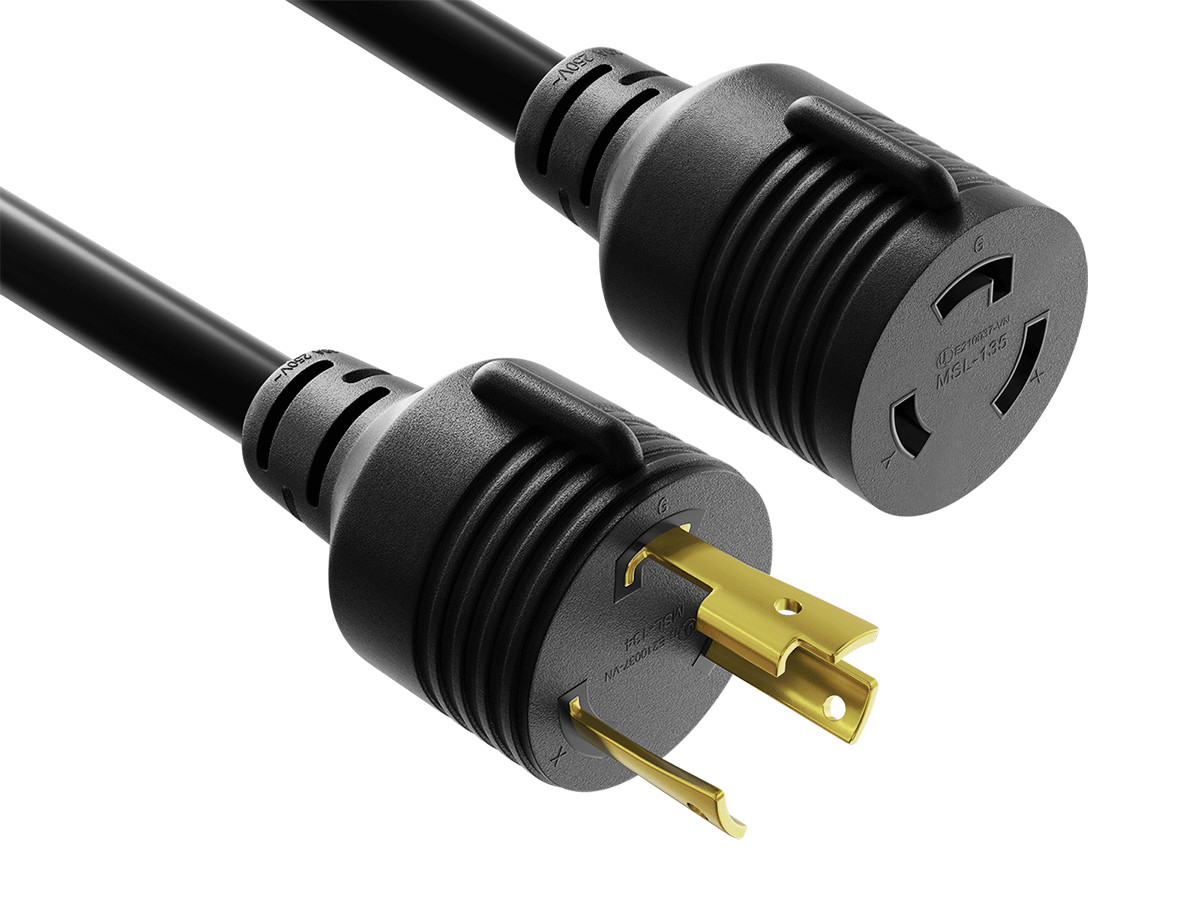 10ft NEMA L6-30P to NEMA L6-30R Extension Power Cord, 10AWG, 30A, 250V