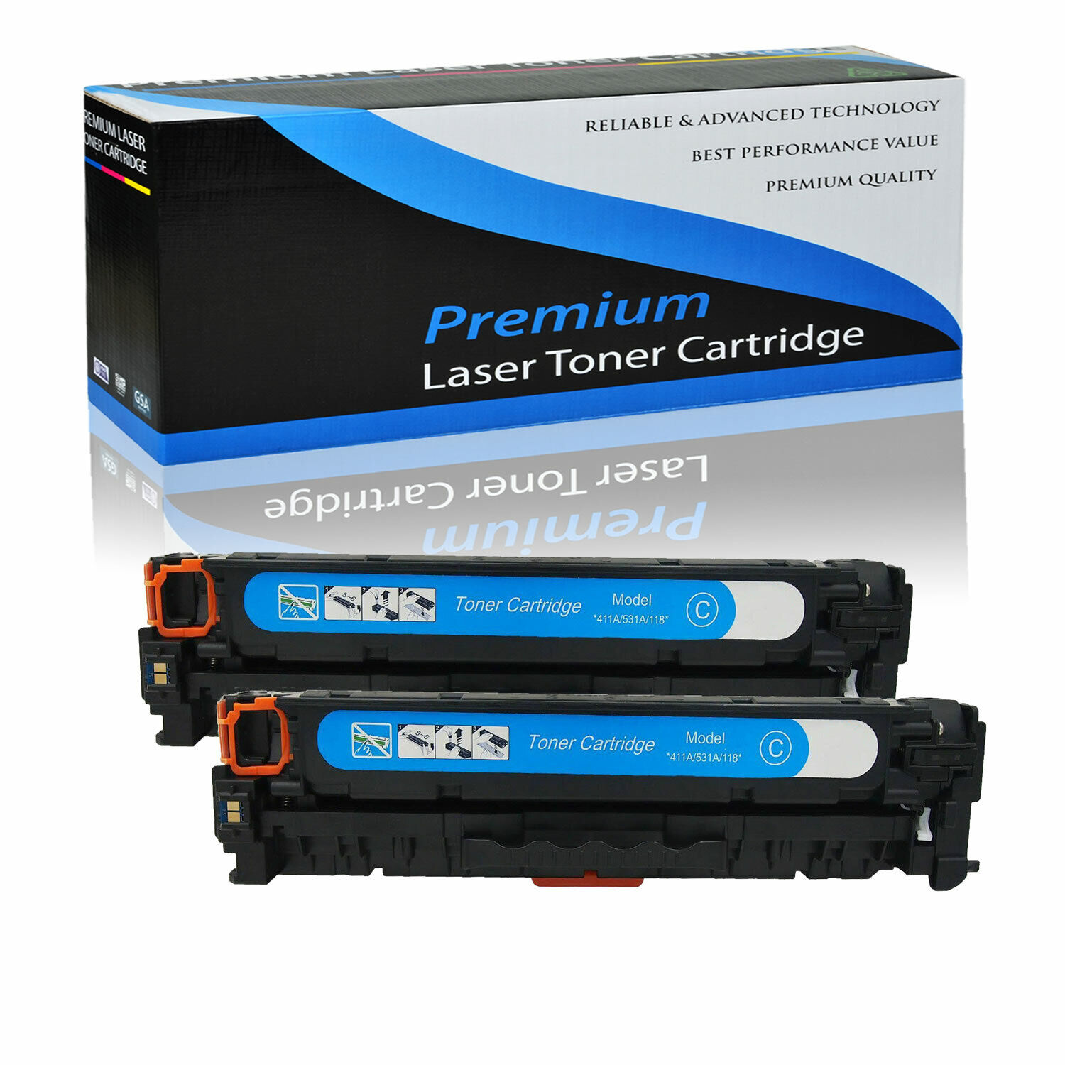 2PK CE411A Cyan Toner Cartridge for HP 305A LaserJet Pro 400 color M451dn M451nw