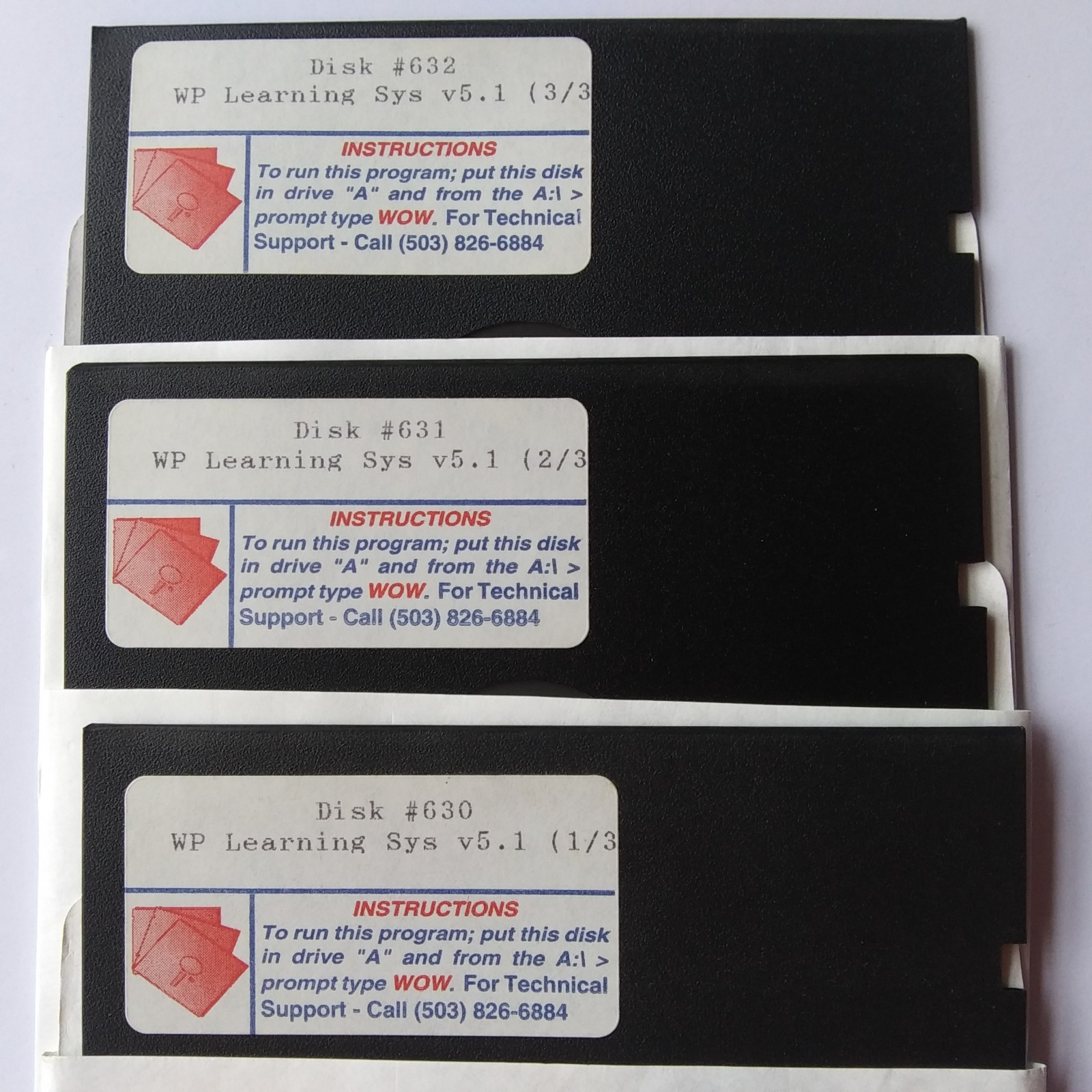WP Learning Sys v5.1 3 Disk Set 5.25 Floppy Disks DOS Vintage Software “Designed