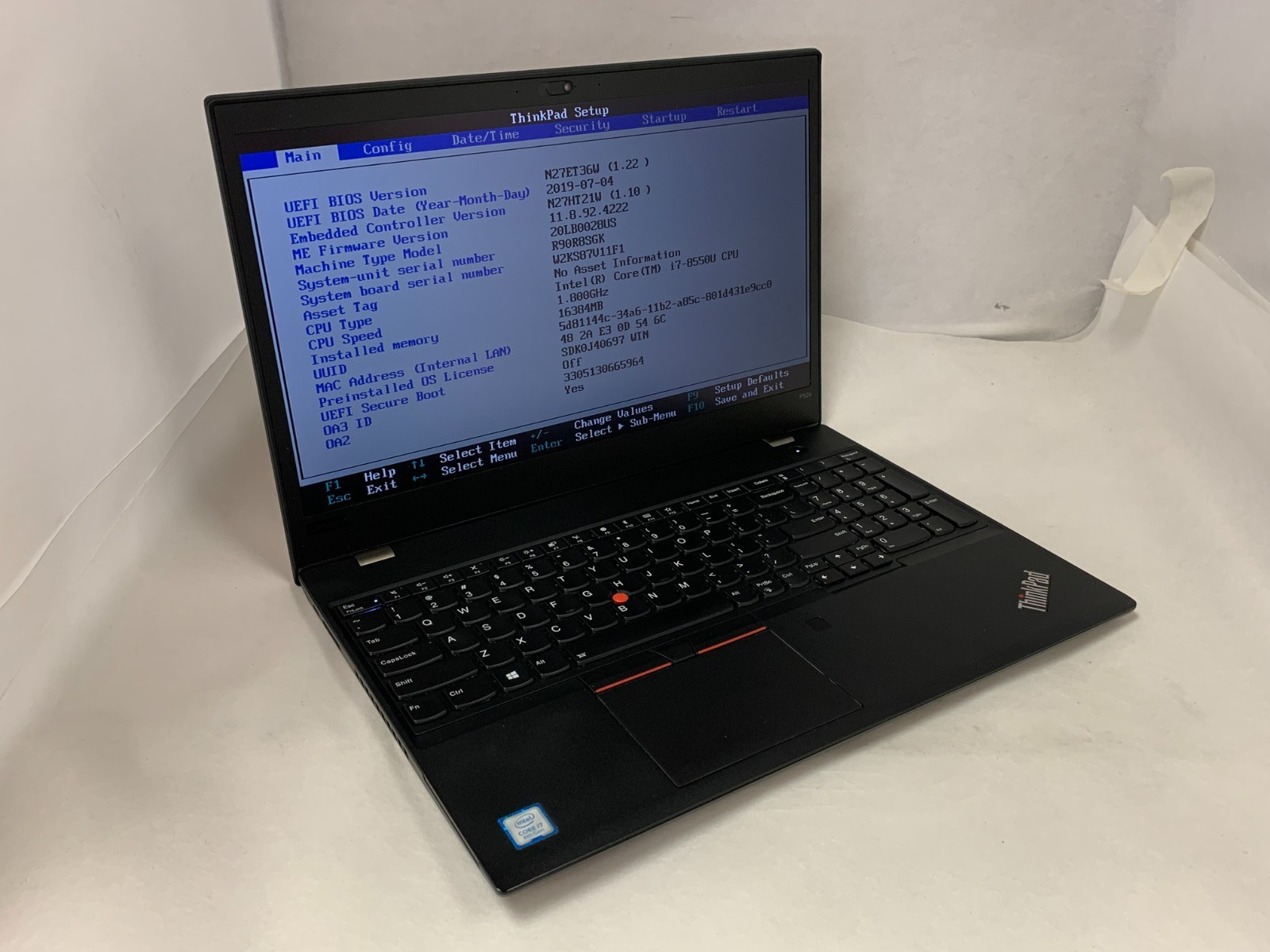 Lenovo ThinkPad P52s 15.6" FHD Touch i7-8550U 16GB No SSD/HDD/OS Quadro P500