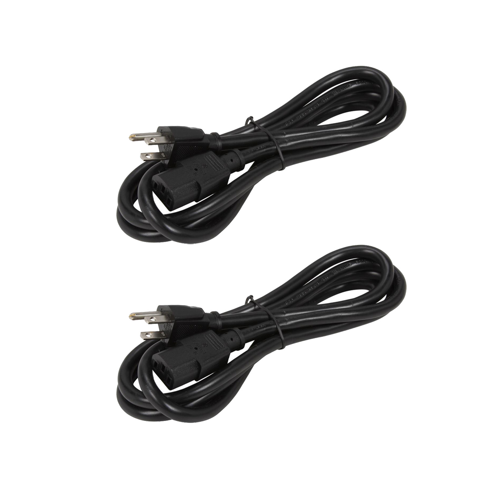 2 pack 6 ft Computer AC Power Cable 18 AWG foot Cord PSU Supply 3 prong