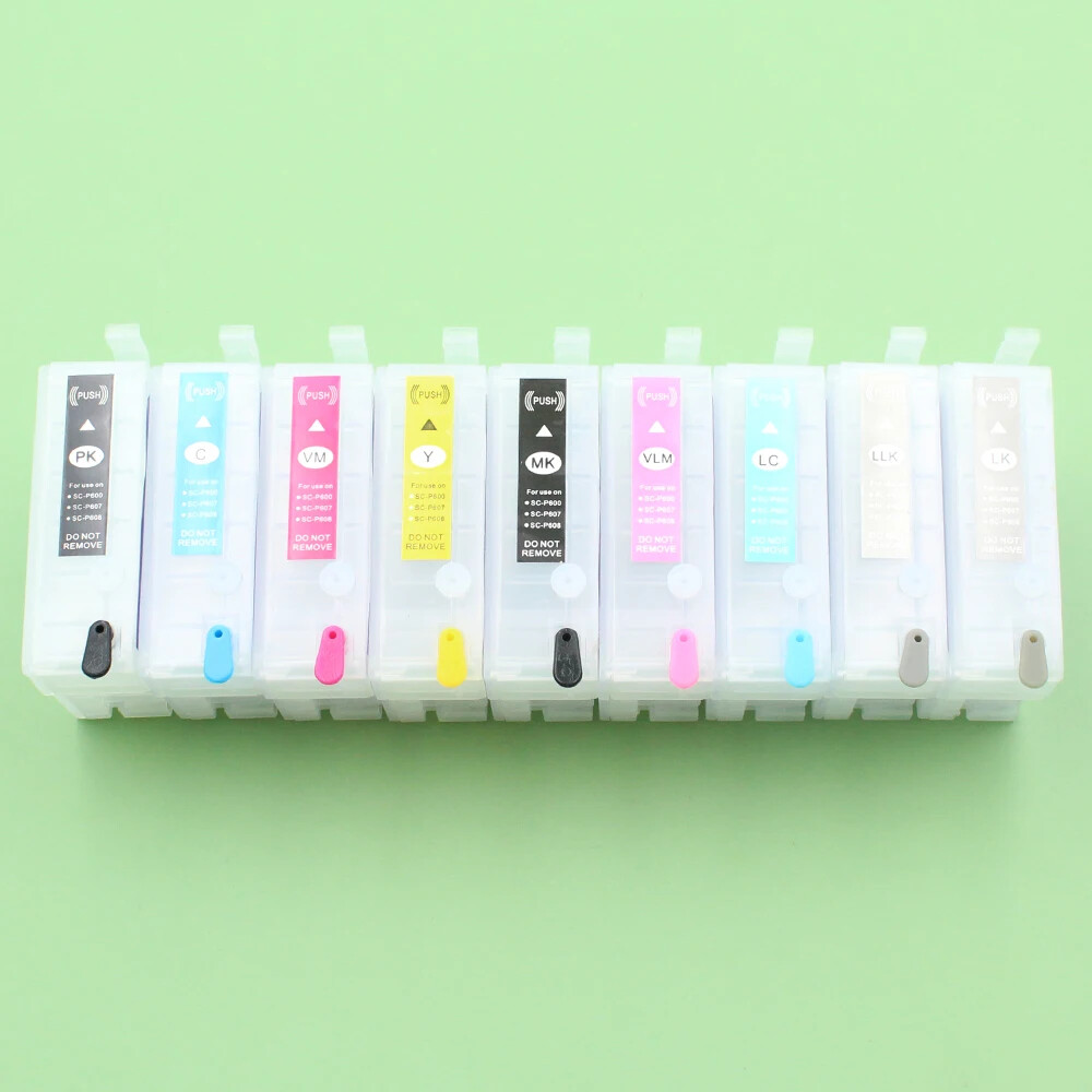 9 Colors Refillable Ink Cartridge With Chips For Epson P600 SC-P600 Printers 