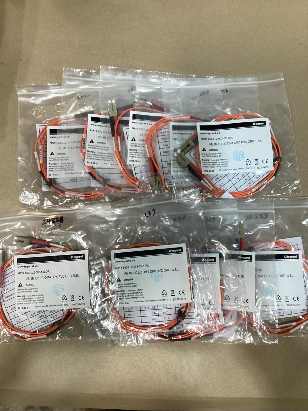 ENET MultiMode Duplex Fiber Patch Cable (3 meters) 852-LL2-003-55LORL LOT OF 10