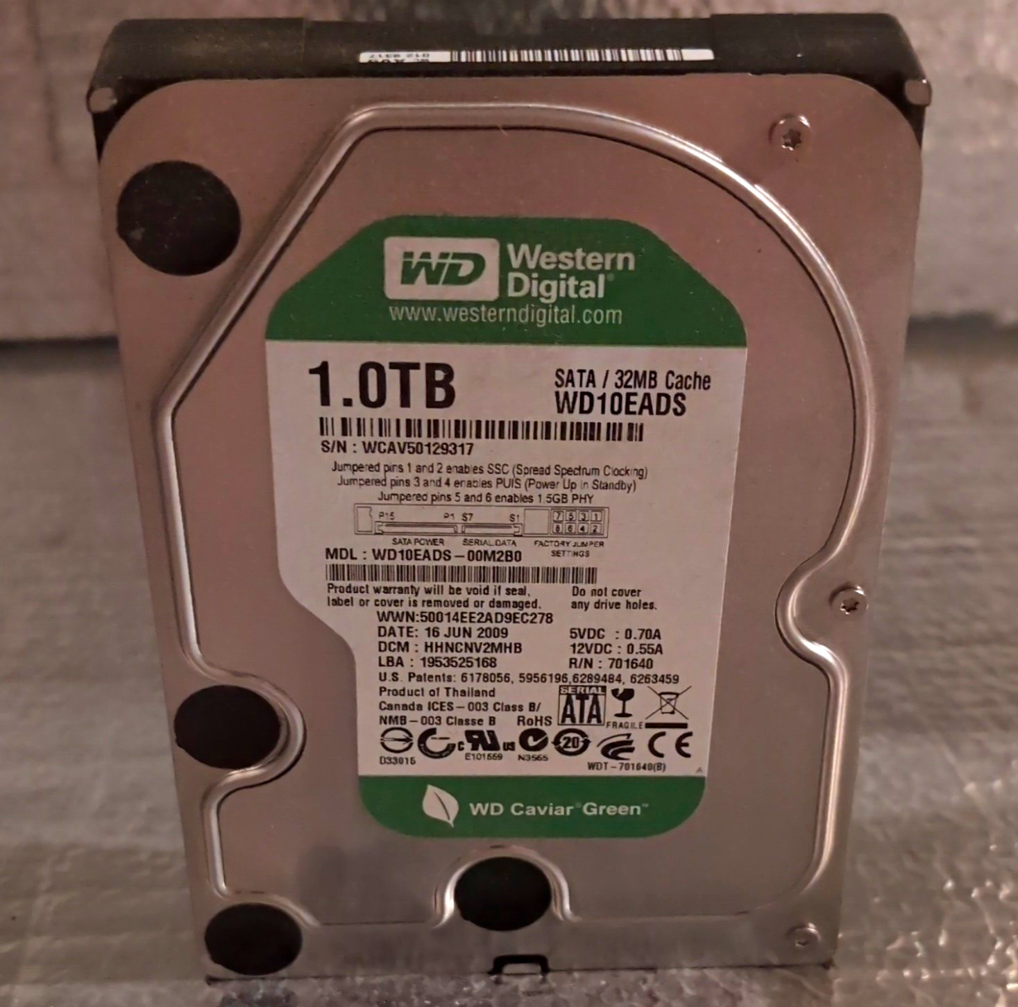Western Digital WD Caviar Green 1TB 3.5" SATA 5400RPM 32MB WD10EADS