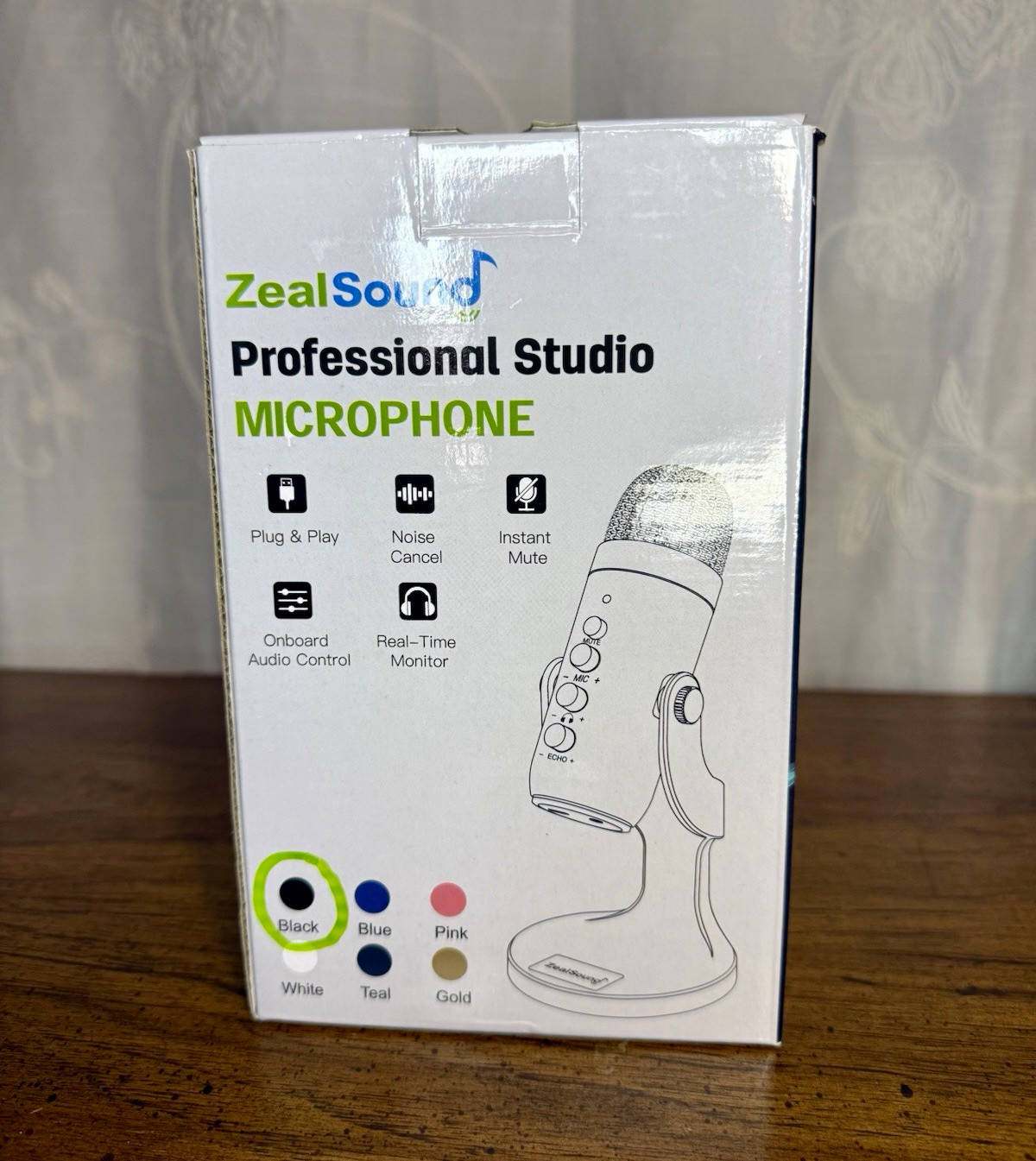 ZealSound K66 USB Studio Podcast Microphone Noise-Cancelling Mute Black