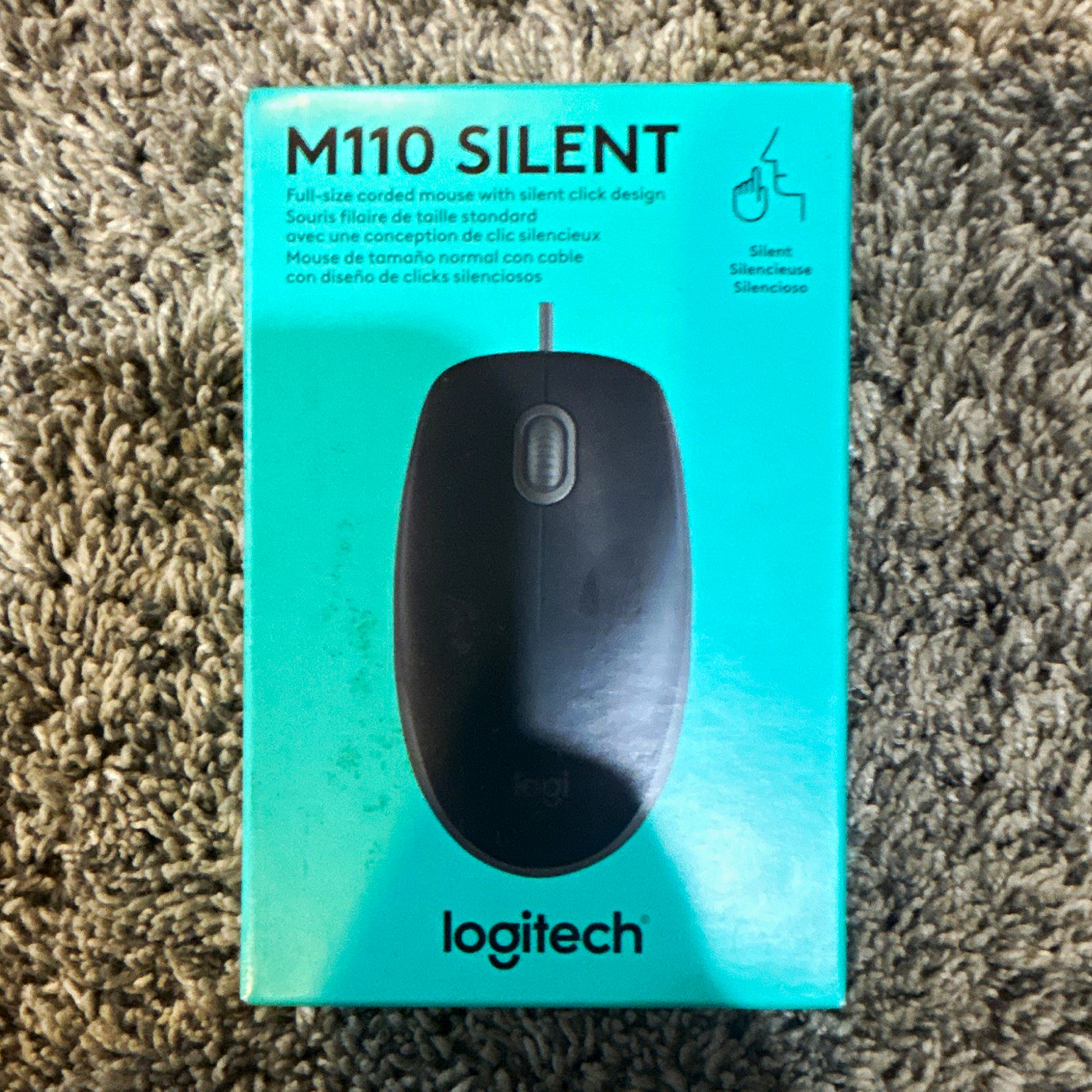 Logitech M110 Silent Wired Optical Mouse 1000 DPI 3-Button Black