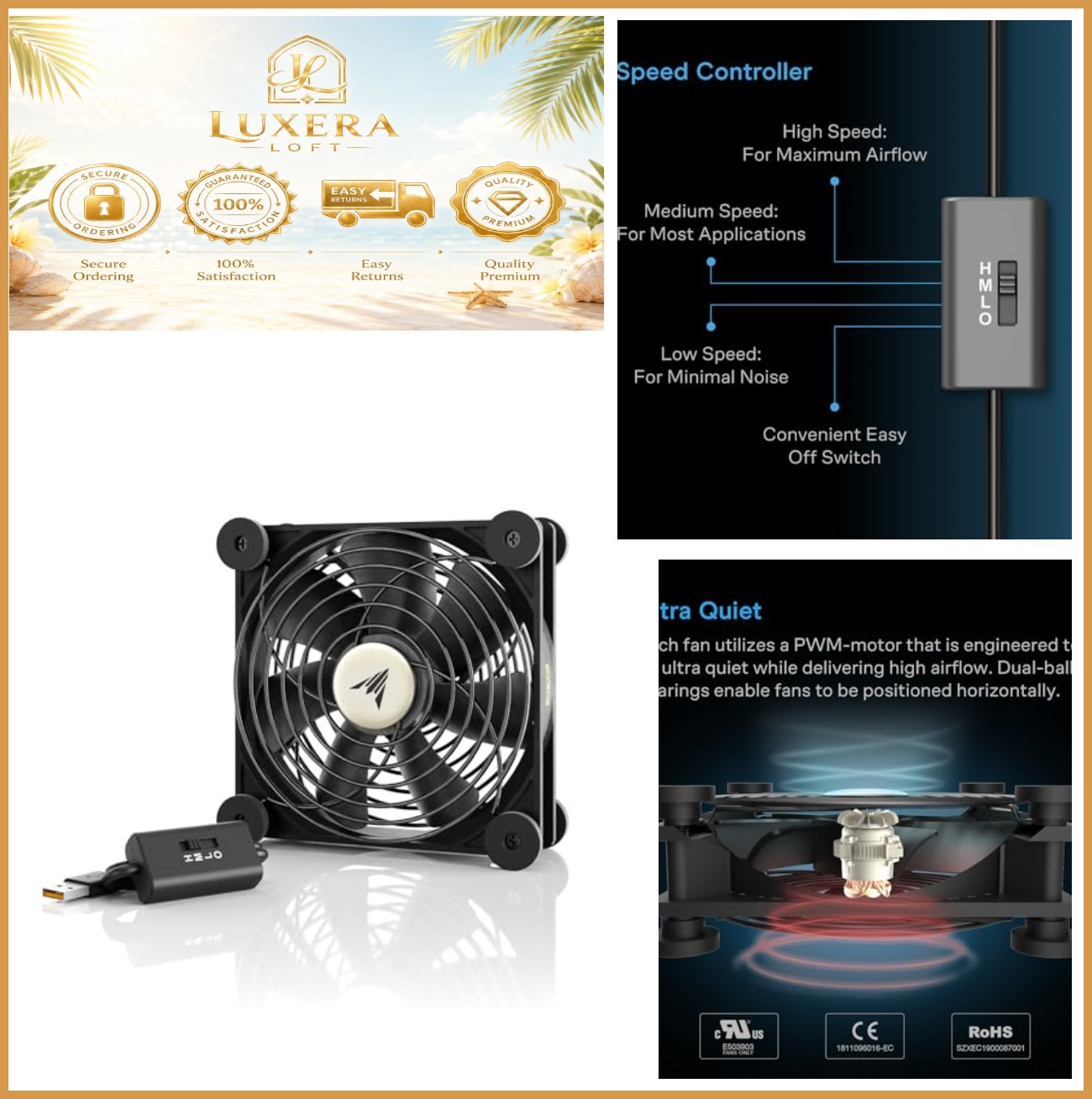 MULTIFAN S3 120mm USB Fan Ultra Quiet Speed Controller 52 CFM