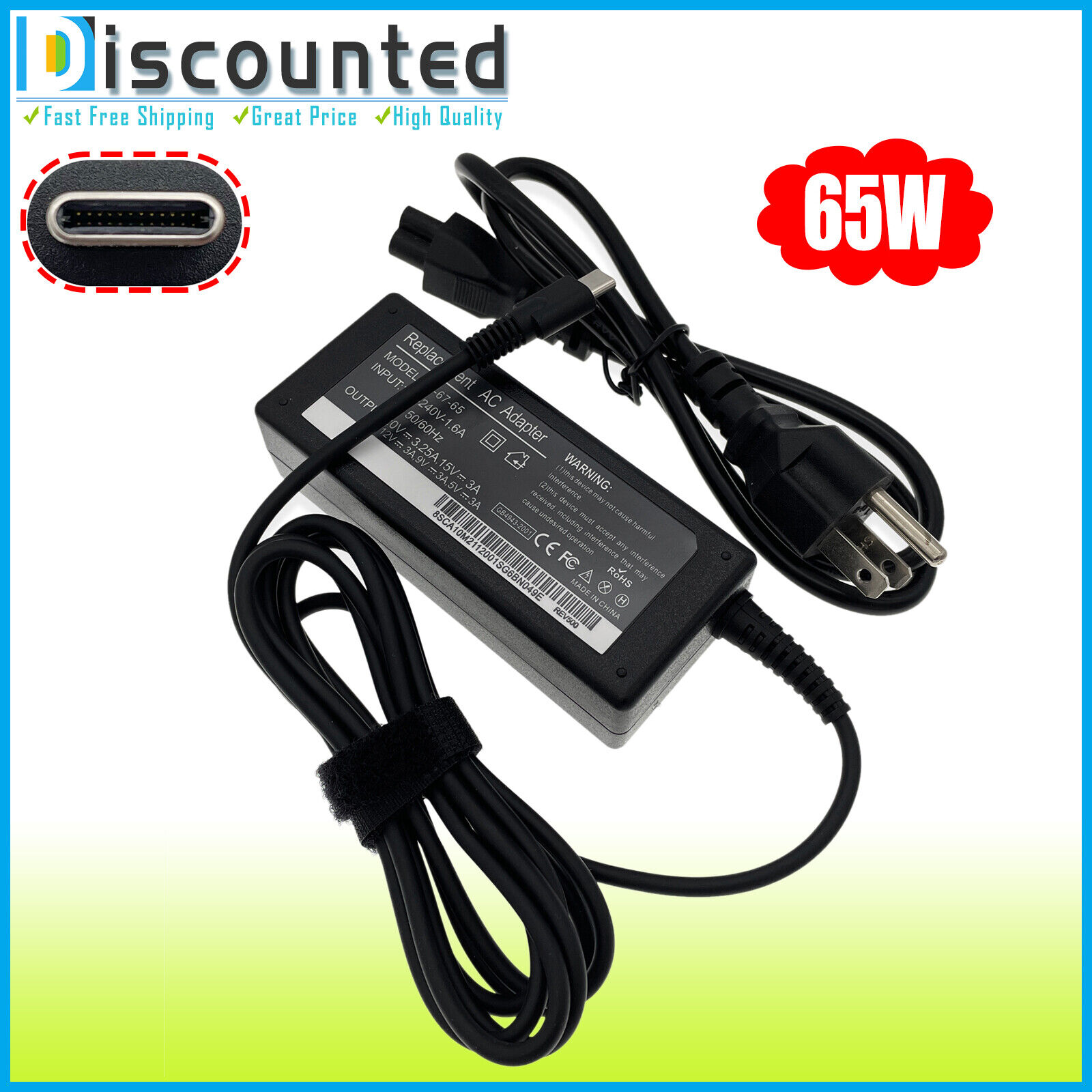 AC Adapter for MSI Summit E13 Flip Evo A12MT A13MT Laptop Power Cord USB-C 65W