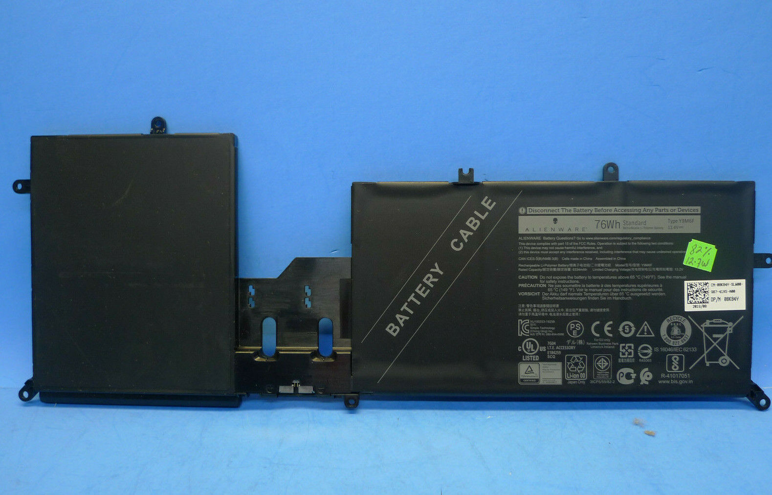 Genuine Alienware M15 R2 M17 R2 76Wh 11.4V Laptop Battery 8K84Y Y9M6F