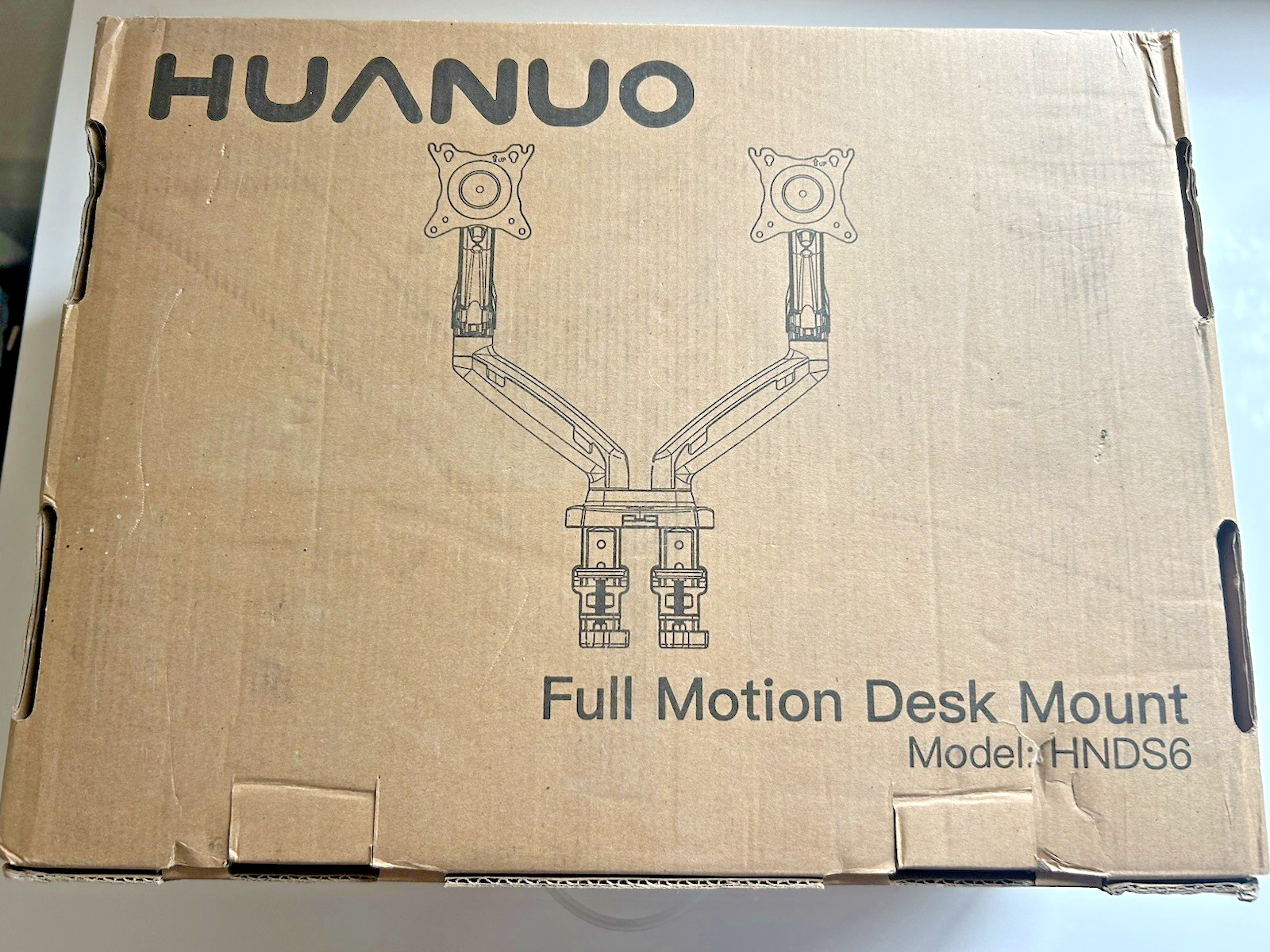 HUANUO HNDS6 Dual Monitor Stand Full Motion Desk Mount 13-27" Monitors 14lbs/arm