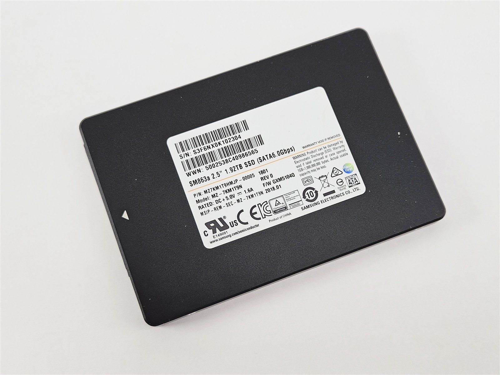Samsung SM863a 1.92TB 2.5in SATA Enterprise SSD MZ-7KM1T9N