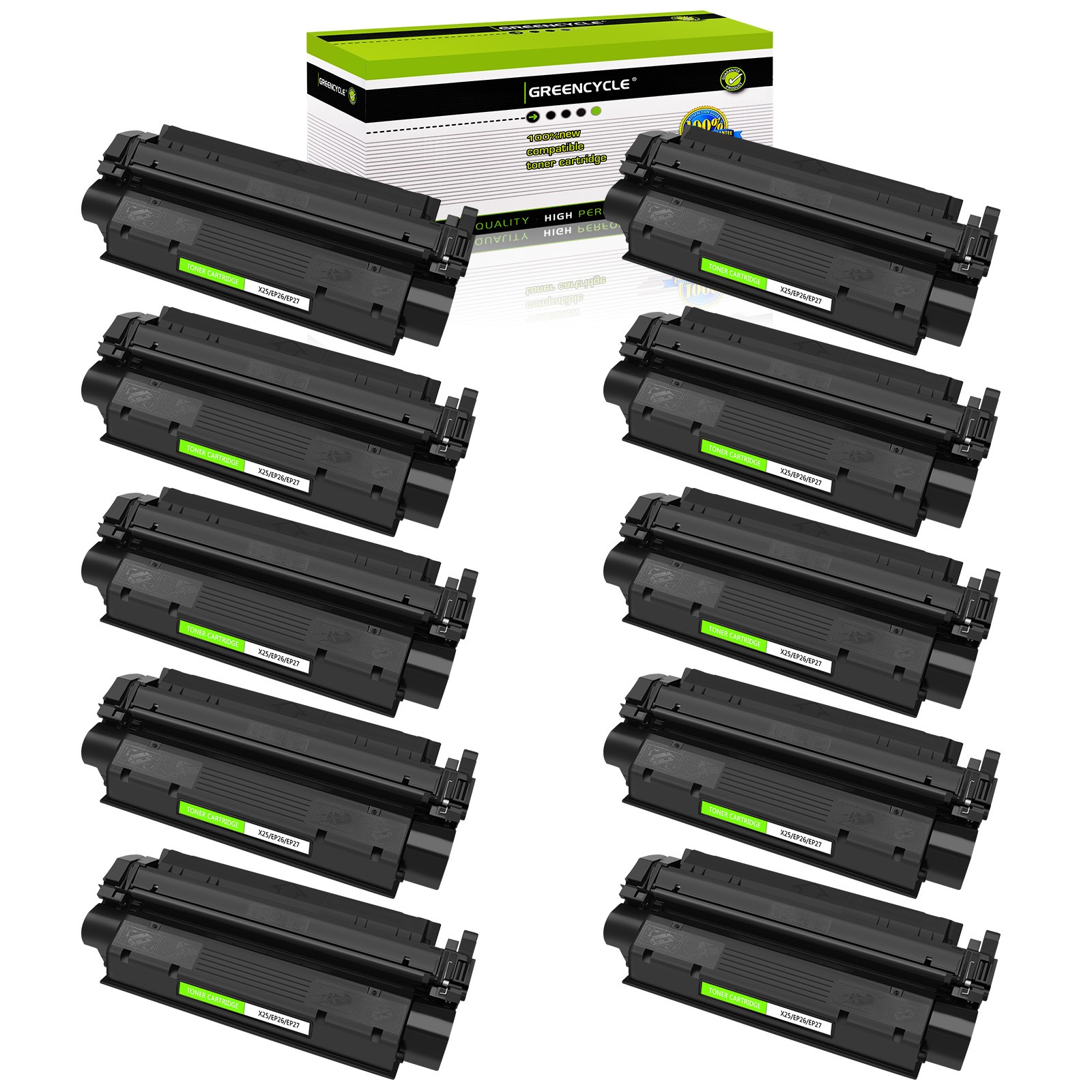 10PK X25 EP26 EP27 Black Toner Cartridge Compatible with Canon LBP3210 LBP3200