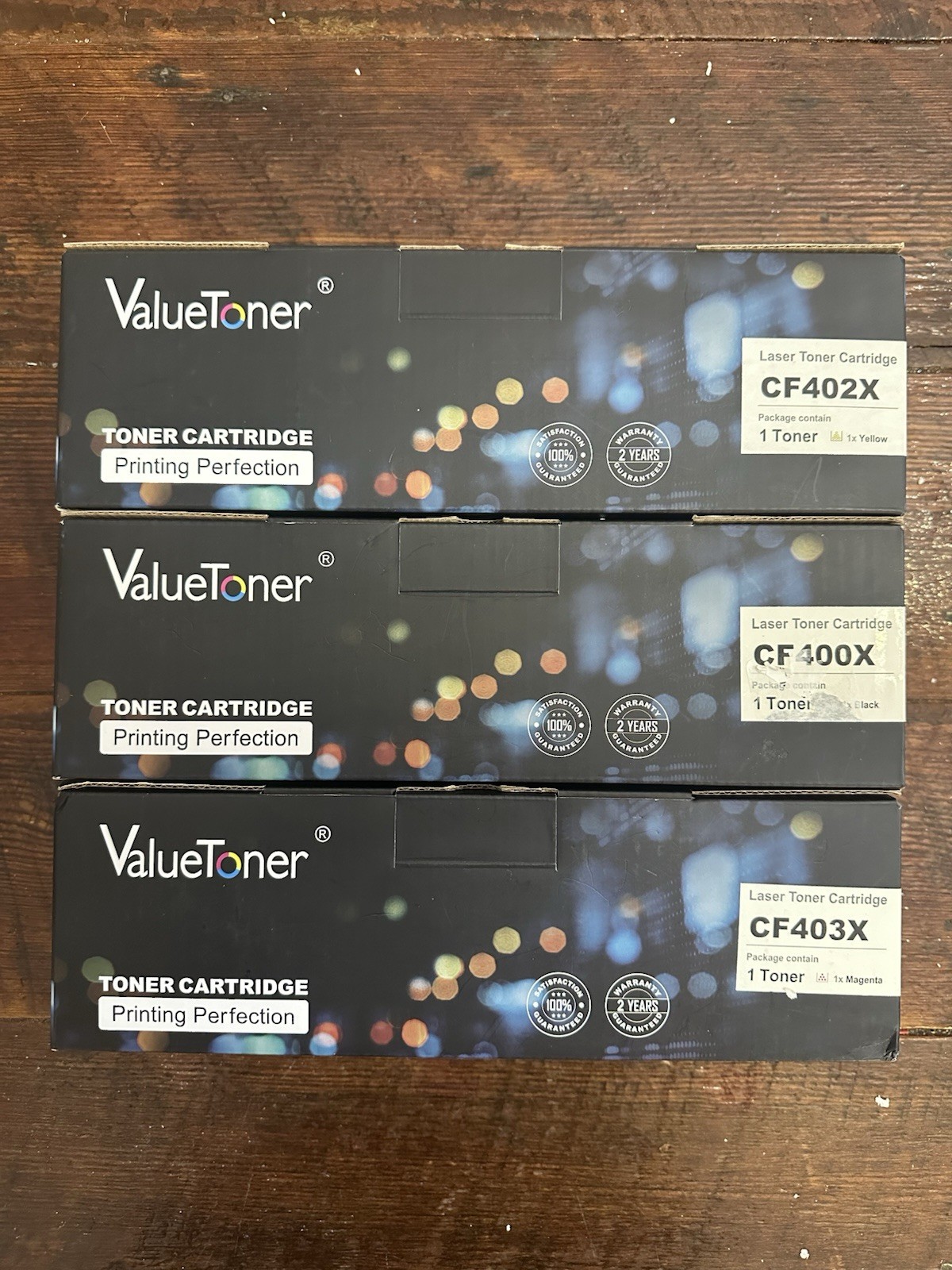 Lot of 3 Valuetoner REPLACEMENT TONER CARTRIDGES CF403X CF400X CF402x New in Box