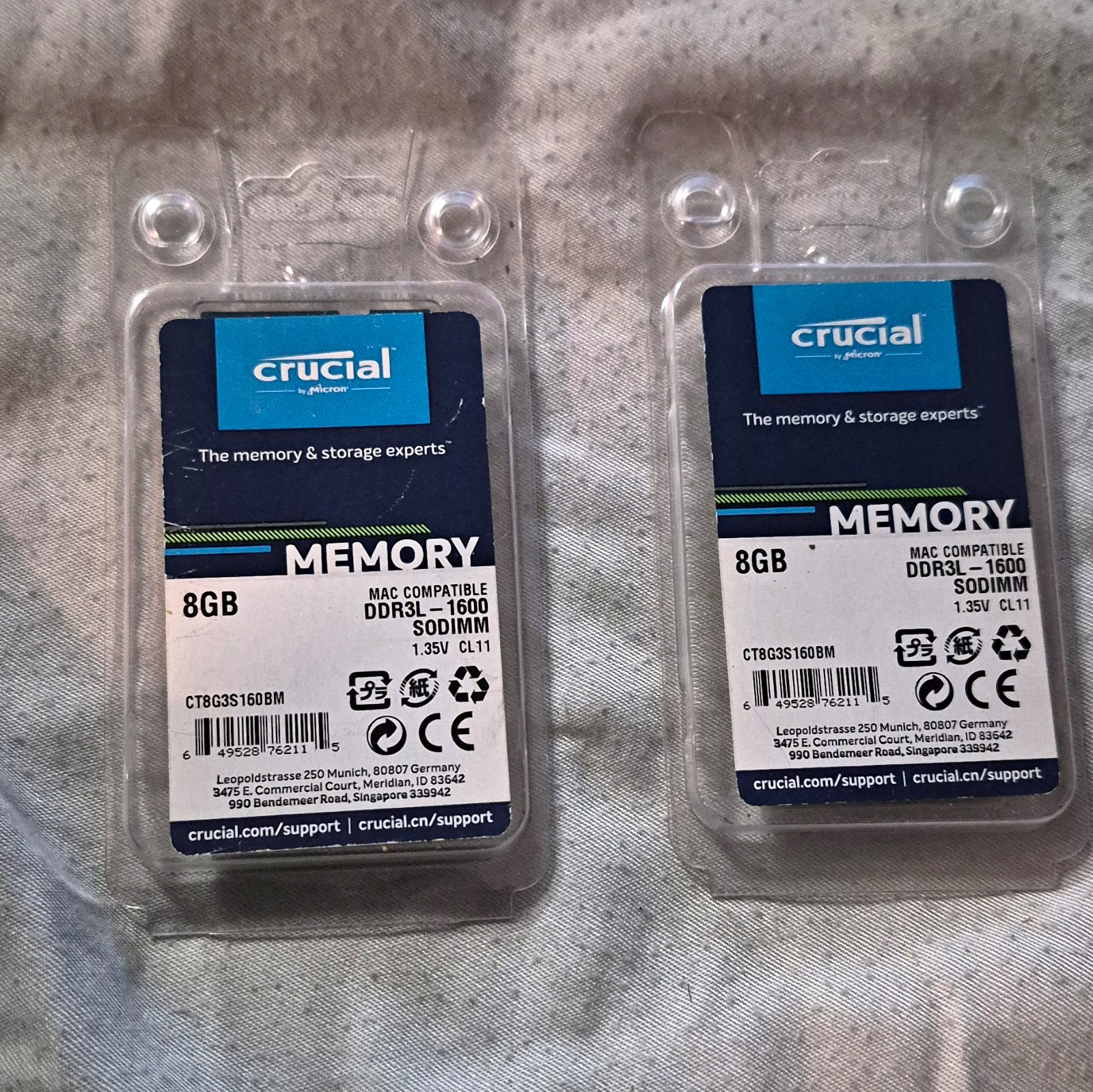 Crucial 16GB (2x8GB) DDR3L-1600 PC3L-12800S SO-DIMM 204P CT8G3S160BM