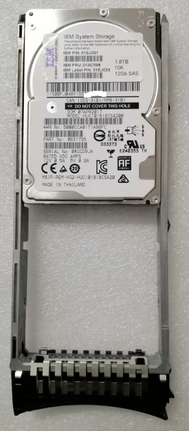 NEW IBM 01AC598 01EJ027 01EJ029 1.8TB V5000 GEN2 10K 12GB 2.5 SAS Hard Drive HDD