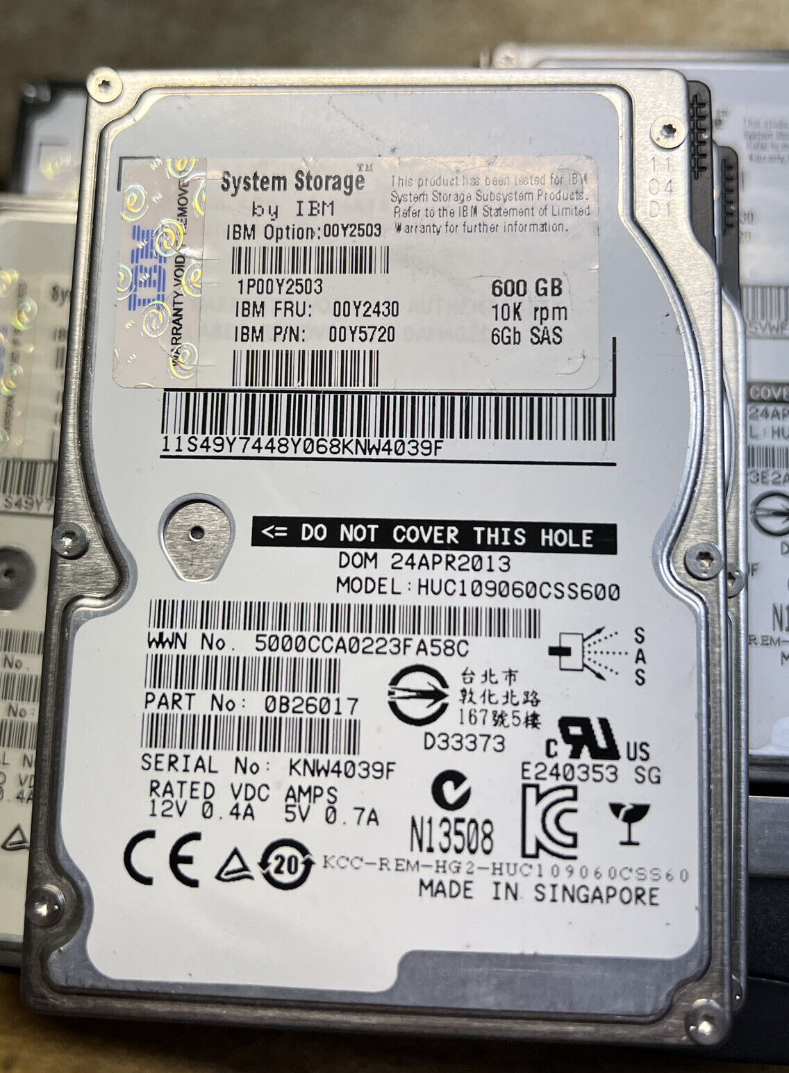 IBM 600GB 10K 6G 2.5in SAS Hard Drive For DS3524/EXP3524