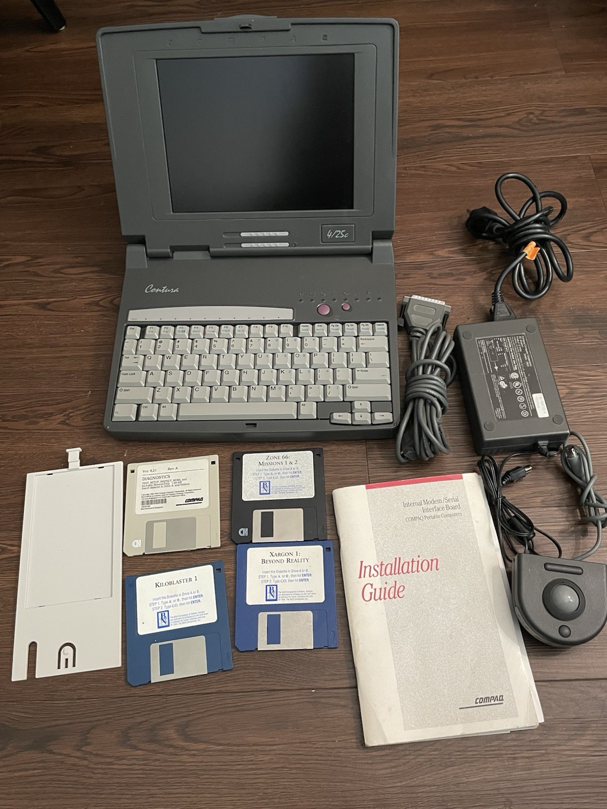 Vintage Compaq Contura 4/25c laptop trackball mouse Power Adapter parts Only