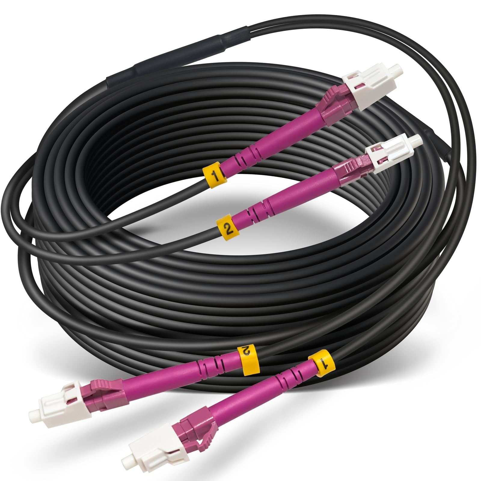 30m OD-5mm Industrial TPU OM4 Fiber LC to LC Outdoor Armored Fiber Cable | 50...