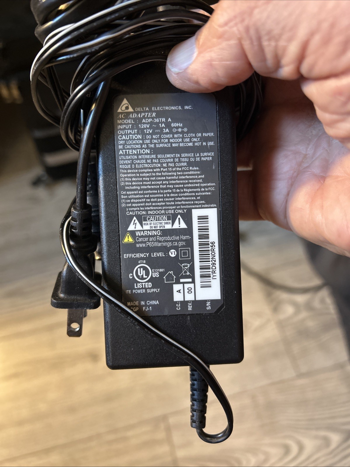 G) Delta Electronics Power Supply 12v Model ADP-36TR A (b61)