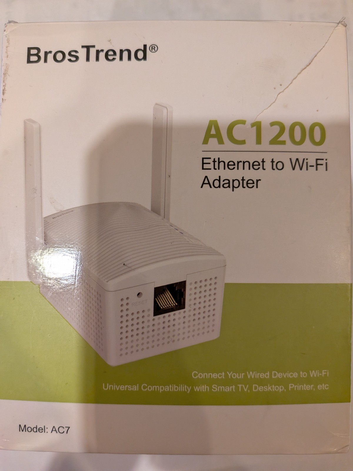 BrosTrend AC1200 WiFi to Ethernet Adapter, 1200Mbps Dual Band Universal NEW
