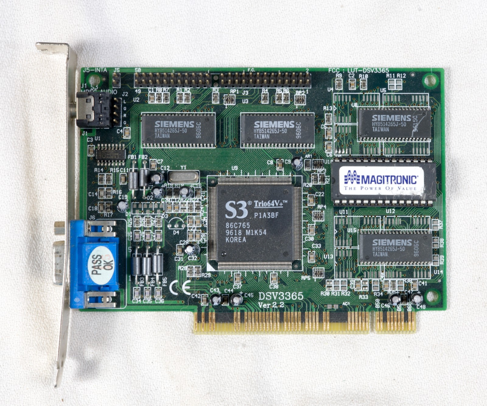 Vintage Magitronic S3 Trio64V+ VGA card 32 bit PCI tested ISAB75