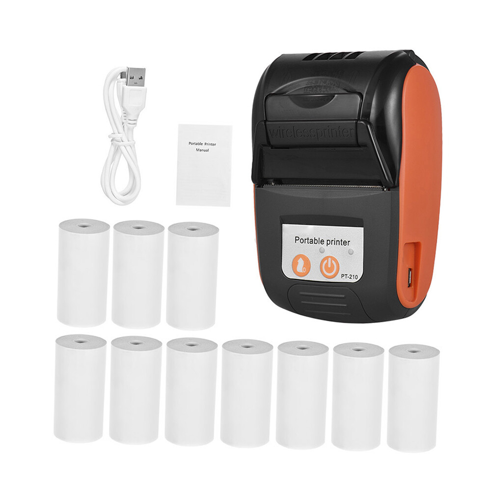 GOOJPRT PT-210 203dpi Portable Thermal Printer Receipt Printer W/ 10 Rolls A6W3