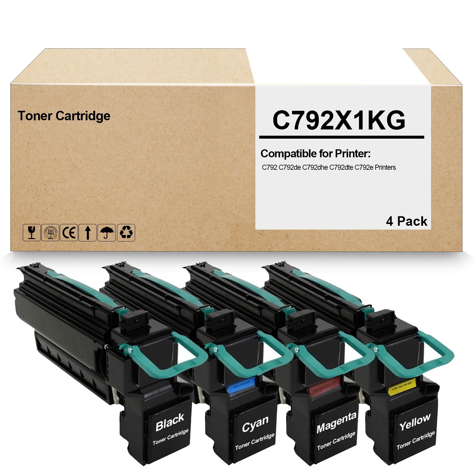 4 Pack C792X1KG C792X4CG C792X4MG C792X4YG Compatible Toner Cartridge C792