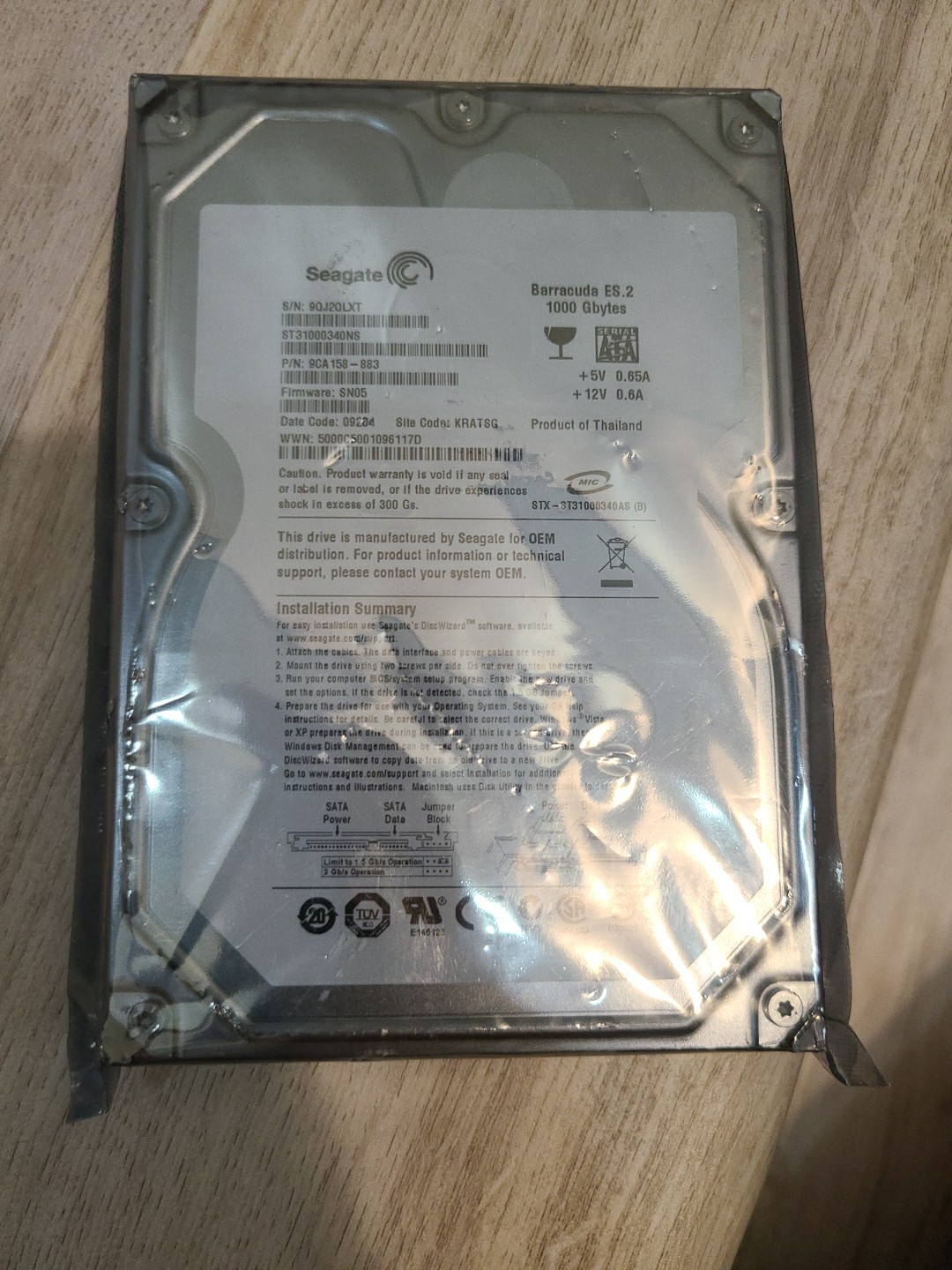 Seagate Barracuda ES.2 1TB, SATA, Internal Hard Drive (ST31000340NS)