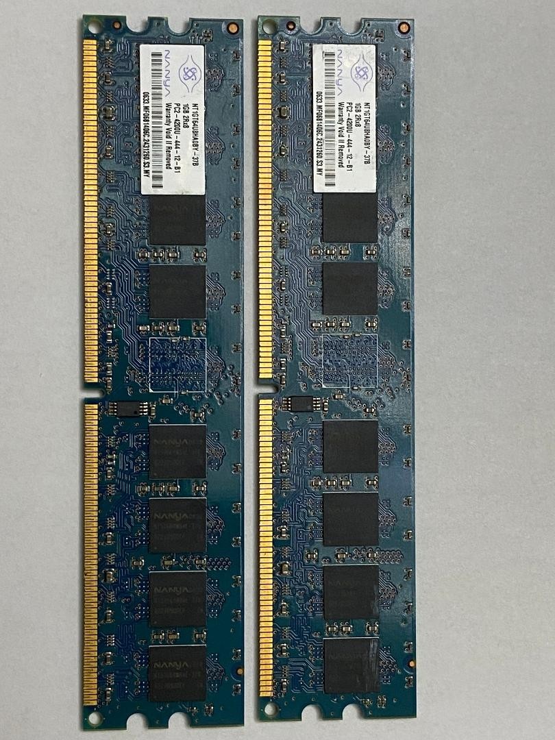 Nanya 1GBx2 PC2-4200U 533Mhz DIMM 1.90V 16-chips 240Pins NT1GT64U8HA0BY-37B