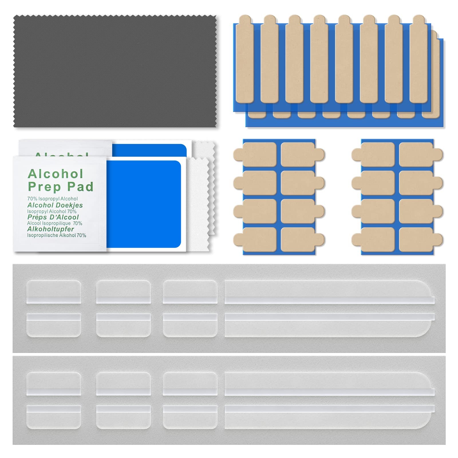 Privacy Screen Adhesive Strips and Slide Mount Holder Replacement Kits, clear