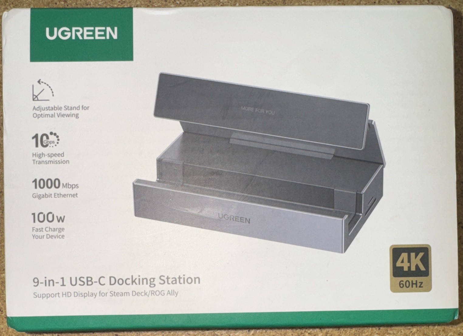 UGREEN Steam Deck Dock 9-In-1 USB C Docking Station with Foldable Stand, 4K@60Hz