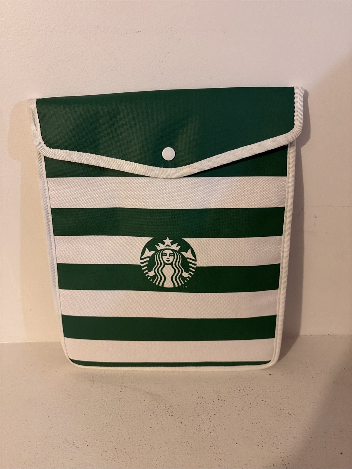 Starbucks 2022 Limited Edition Green Striped iPad Laptop Sleeve Pouch Case Bag