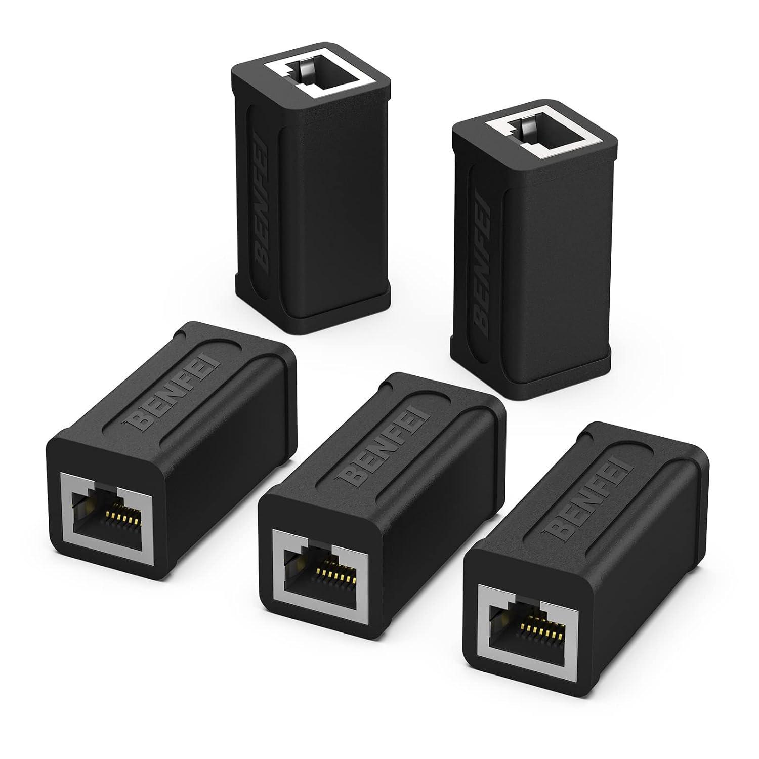 Acoplador En Lã­nea Rj45, Paquete De 5, Acoplador Ethernet Hembra Cat7 Cat6 Cat5