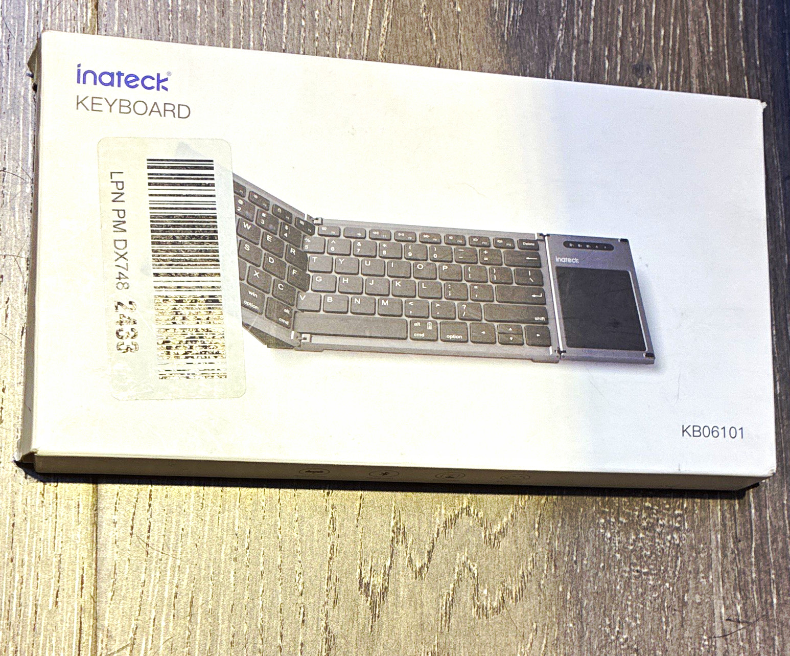 Inateck KB06101 Wireless Foldable Keyboard w/ Built-In Touchpad QWERTY Gray